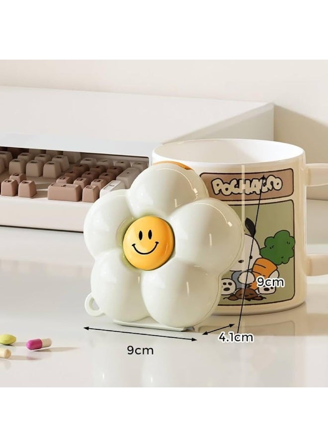 منظم أدوية وفيتامينات محمول للجيب حافظة حبوب مقسمة لـ 7 اقسام - تصميم عصري صغير للسفر والعمل - متعدد الالوان شكل وردة - Image 4